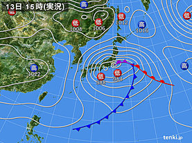 実況天気図(2020年04月13日)