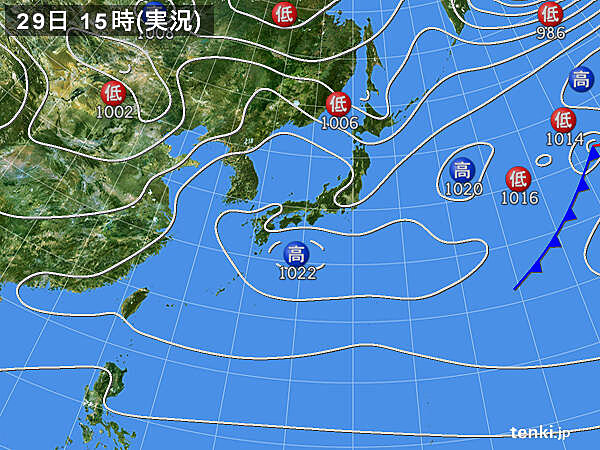 実況天気図(2020年04月29日)