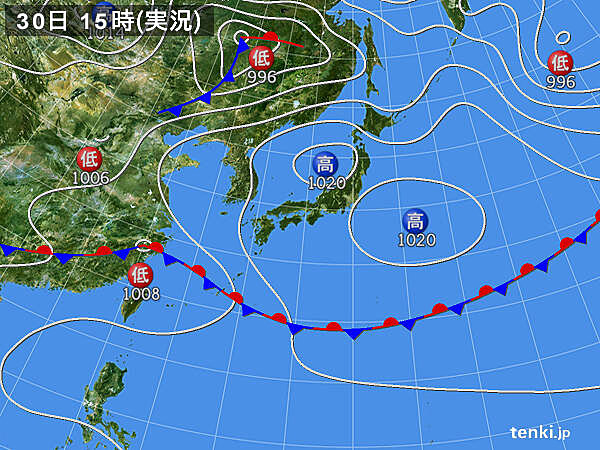 実況天気図(2020年05月30日)