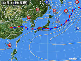 実況天気図(2020年06月13日)