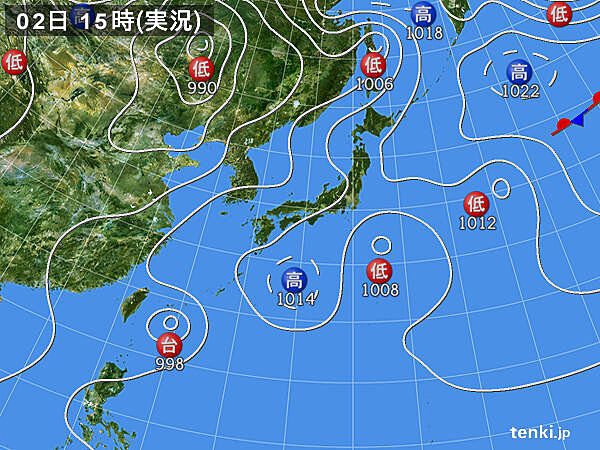 実況天気図(2020年08月02日)