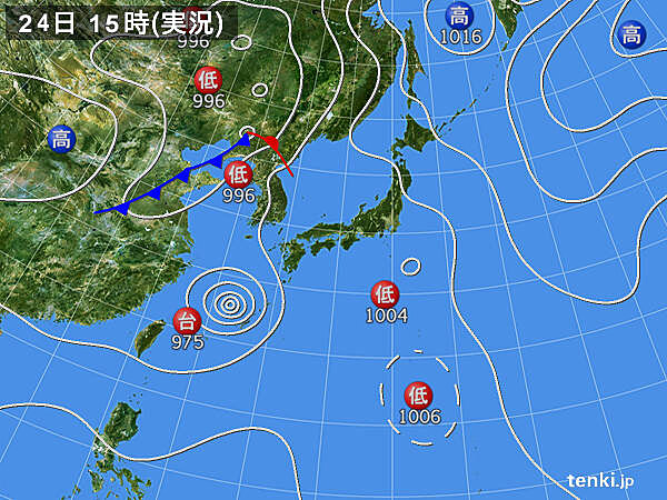 実況天気図(2020年08月24日)