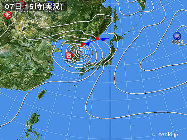 実況天気図(2020年09月07日)