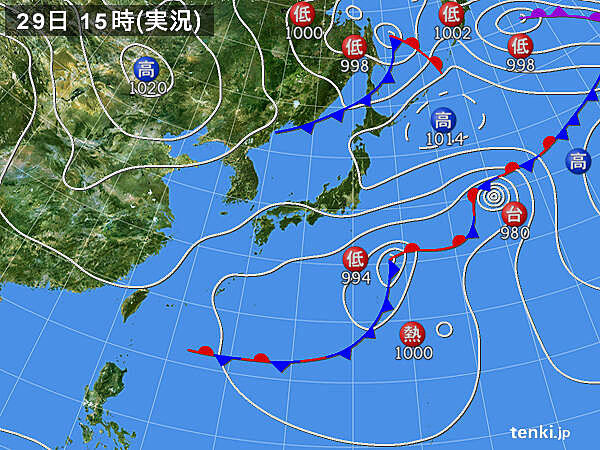 実況天気図(2020年09月29日)