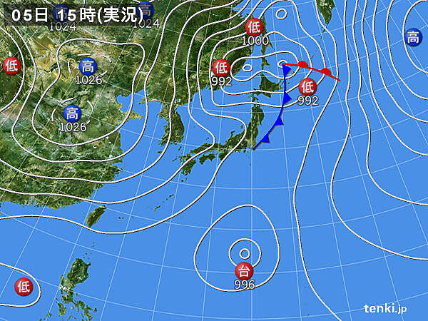 実況天気図(2020年10月05日)