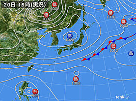 実況天気図(2020年10月20日)