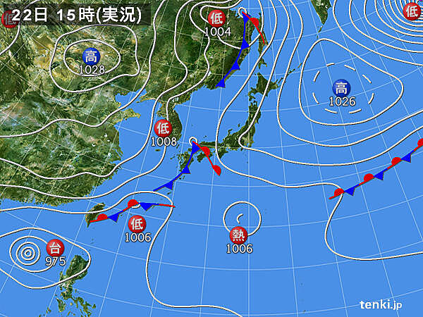 実況天気図(2020年10月22日)