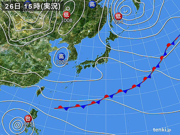 実況天気図(2020年10月26日)