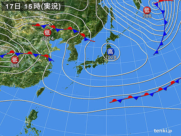 過去の実況天気図 年11月17日 日本気象協会 Tenki Jp