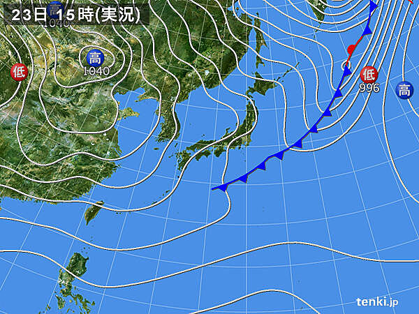 過去の実況天気図 年11月23日 日本気象協会 Tenki Jp