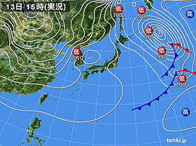 実況天気図(2020年12月13日)