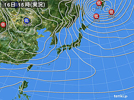 実況天気図(2020年12月16日)