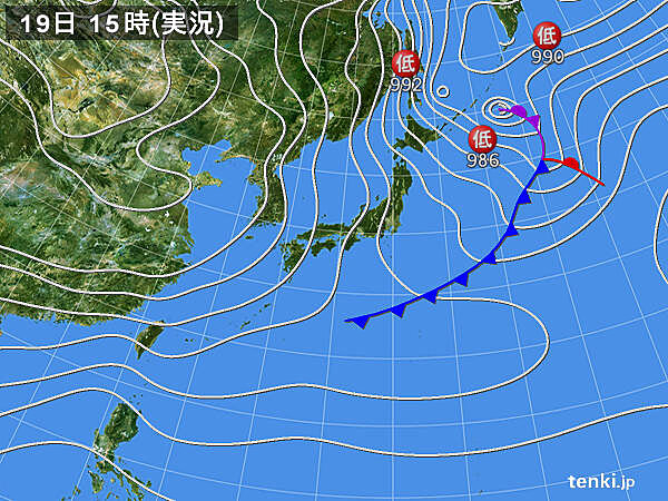 実況天気図(2020年12月19日)