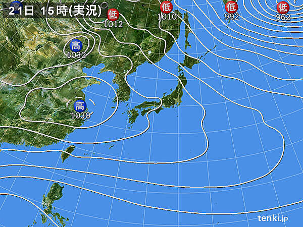 実況天気図(2020年12月21日)