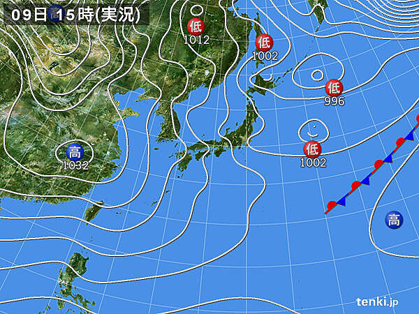 実況天気図(2021年01月09日)