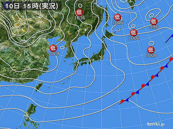 実況天気図(2021年01月10日)
