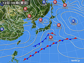 実況天気図(2021年01月12日)