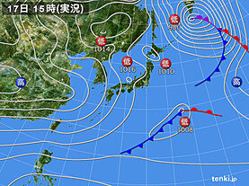 実況天気図(2021年01月17日)