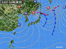 実況天気図(2021年01月29日)