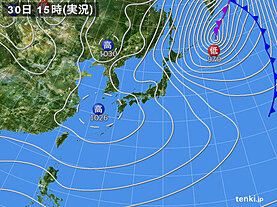 実況天気図(2021年01月30日)