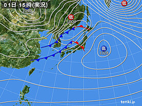 実況天気図(2021年02月01日)