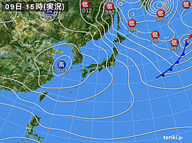 実況天気図(2021年02月09日)