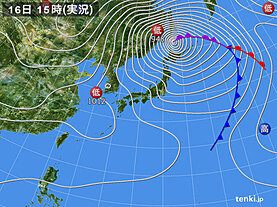 実況天気図(2021年02月16日)