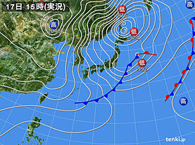 実況天気図(2021年02月17日)