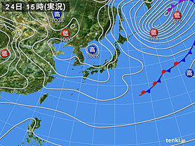 実況天気図(2021年02月24日)