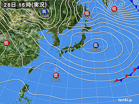 実況天気図(2021年02月28日)