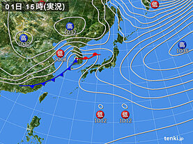 実況天気図(2021年03月01日)