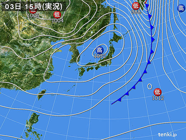 実況天気図(2021年03月03日)