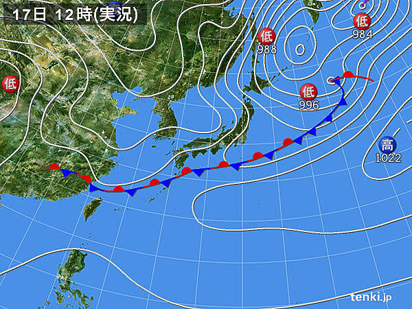 実況天気図(2021年03月17日)