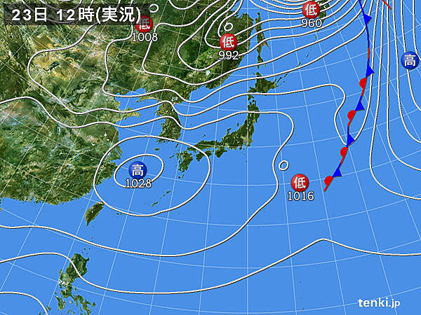 実況天気図(2021年03月23日)