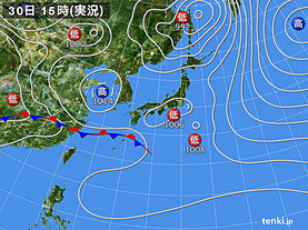 実況天気図(2021年03月30日)