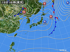 実況天気図(2021年04月15日)