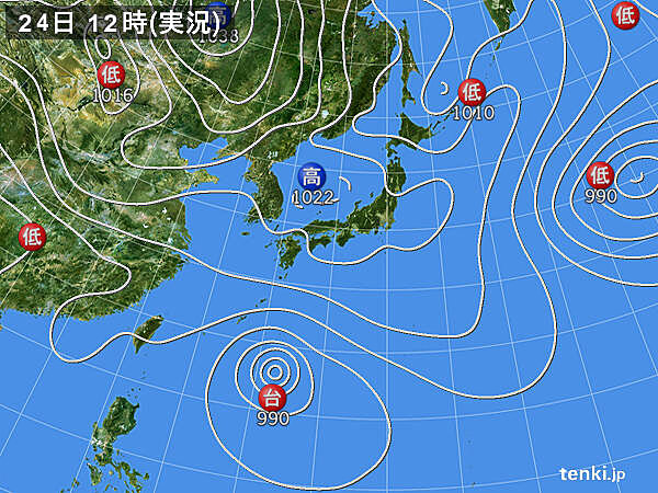 実況天気図(2021年04月24日)