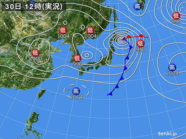 実況天気図(2021年04月30日)