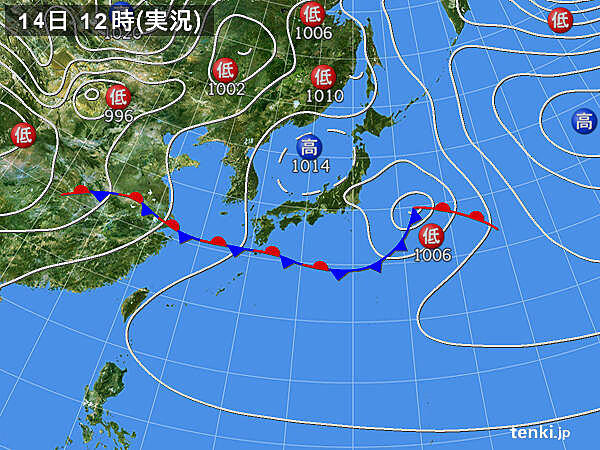 実況天気図(2021年05月14日)