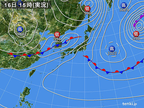 実況天気図(2021年05月16日)