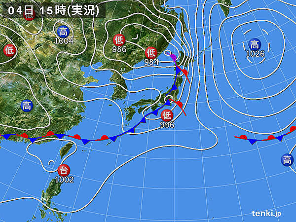 実況天気図(2021年06月04日)