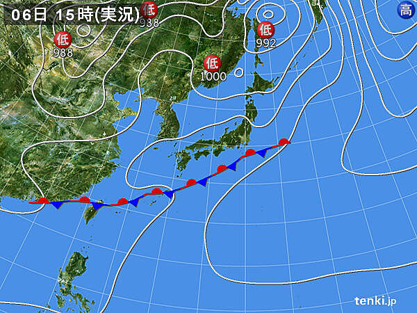 実況天気図(2021年06月06日)