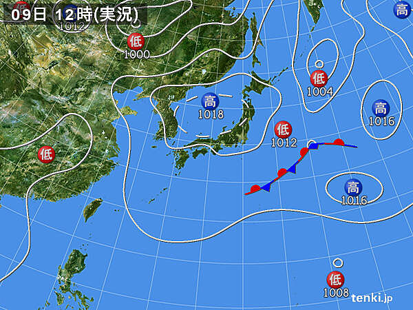 実況天気図(2021年06月09日)