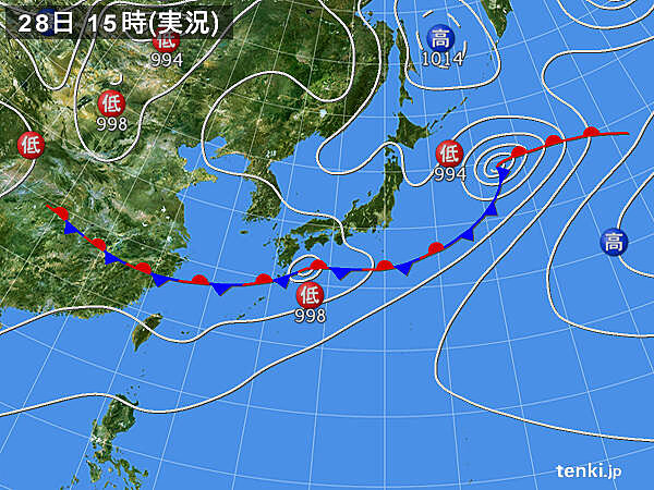 実況天気図(2021年06月28日)