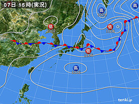 実況天気図(2021年07月07日)