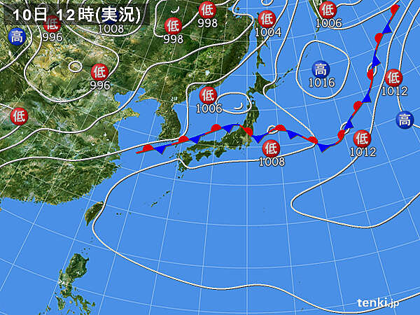 実況天気図(2021年07月10日)