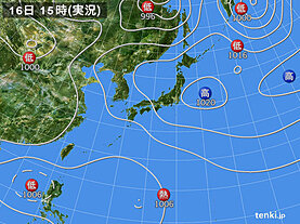 実況天気図(2021年07月16日)