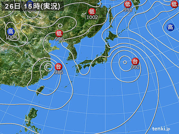 実況天気図(2021年07月26日)