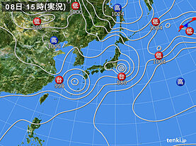 実況天気図(2021年08月08日)