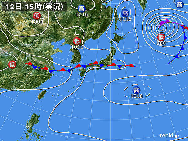 実況天気図(2021年08月12日)